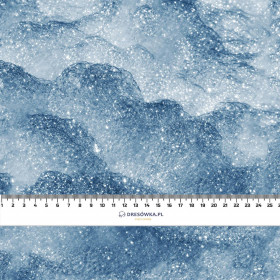 SNOW / sea blue (PAINTED ON GLASS) - Cotton woven fabric