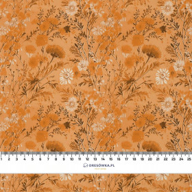 SUNDIAL ORANGE / FLOWERS - Cotton woven fabric
