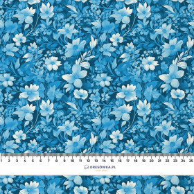 TRANQUIL BLUE / FLOWERS - Cotton woven fabric