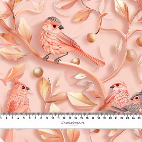 PINK BIRDS - looped knit fabric