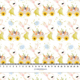 BUNNY WITH TROLLEY (CUTE BUNNIES) - Cotton woven fabric