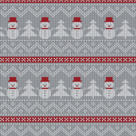 SNOWMEN WITH CHRISTMAS TREES / grey 