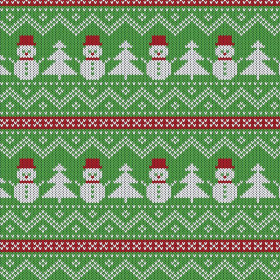 SNOWMEN WITH CHRISTMAS TREES / green 