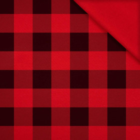 VICHY GRID BLACK / red - looped knitwear 