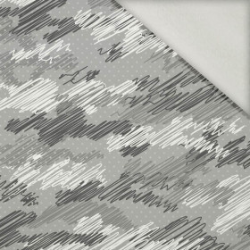 CAMOUFLAGE - scribble / grey - brushed knit fabric with teddy / alpine fleece