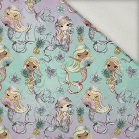 MERMAIDS AND PINEAPPLES - brushed knit fabric with teddy / alpine fleece