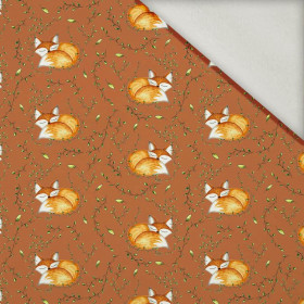 SLEEPING FOXES (SLEEPING ANIMALS) / brown - brushed knit fabric with teddy / alpine fleece