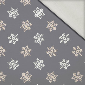 SNOWFLAKES pat. 5 (WINTER TIME) / grey - brushed knit fabric with teddy / alpine fleece