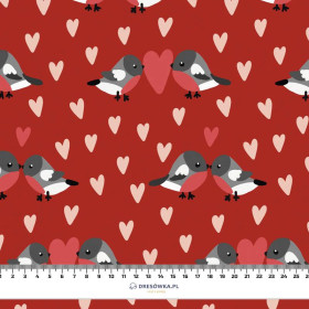 BIRDS IN LOVE PAT. 2 / RED (BIRDS IN LOVE) - Cotton woven fabric