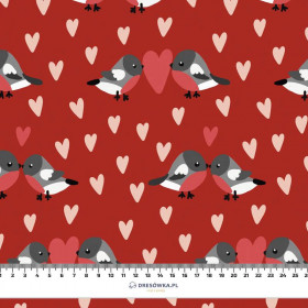 BIRDS IN LOVE PAT. 2 / RED (BIRDS IN LOVE) - Waterproof woven fabric
