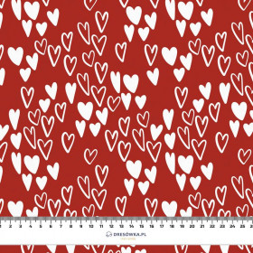 BUBBLE HEARTS / RED (BIRDS IN LOVE) - single jersey with elastane 