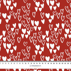 BUBBLE HEARTS / RED (BIRDS IN LOVE) - looped knit fabric