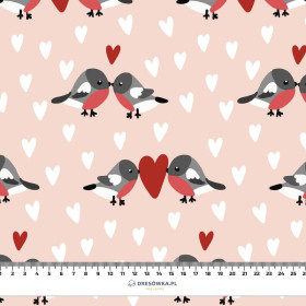 BIRDS IN LOVE PAT. 2 / light pink (BIRDS IN LOVE) - Cotton woven fabric