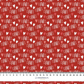 LOVE pat. 2 / red (BIRDS IN LOVE) - Cotton woven fabric