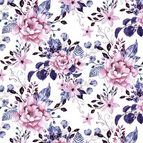 WILD ROSE FLOWERS PAT. 1 (BLOOMING MEADOW) (Very Peri) - Cotton muslin