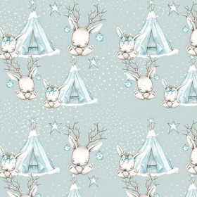 ANIMALS IN TIPI / light blue (MAGICAL CHRISTMAS FOREST)