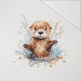 WATERCOLOR BABY OTTER - panel (60cm x 50cm) Hydrophobic brushed knit