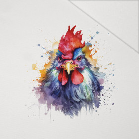 WATERCOLOR ROOSTER - panel (75cm x 80cm) Hydrophobic brushed knit