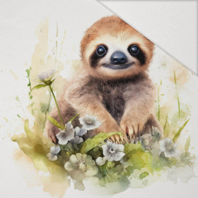 WATERCOLOR SLOTH PAT. 1 - panel (75cm x 80cm) Hydrophobic brushed knit