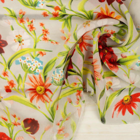 FLOWERS ON THE MEADOW pat. 3 / light grey - Chiffon