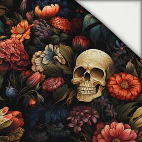 FLOWERS AND SKULL - looped knit fabric with elastane ITY
