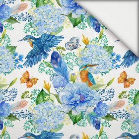 KINGFISHERS AND LILACS (KINGFISHERS IN THE MEADOW) / white - light brushed knitwear