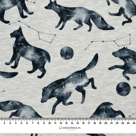 FOREST ANIMALS (GALACTIC ANIMALS) / melange light grey - looped knit fabric