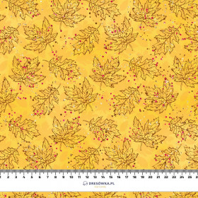 LEAVES CONTOUR / yellow (GLITTER AUTUMN) - Waterproof woven fabric