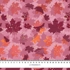 PINK LEAVES (GLITTER AUTUMN) - looped knit fabric