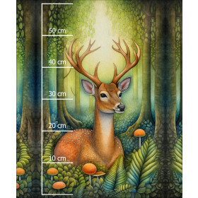 BOHO DEER -  PANEL (60cm x 50cm) brushed knitwear with elastane ITY