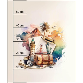 TRAVEL TIME PAT. 3 - panel (60cm x 50cm) Cotton woven fabric