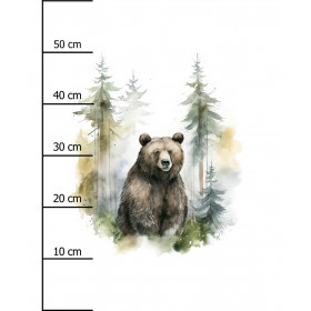 WATERCOLOR BEAR -  PANEL (60cm x 50cm) brushed knitwear with elastane ITY