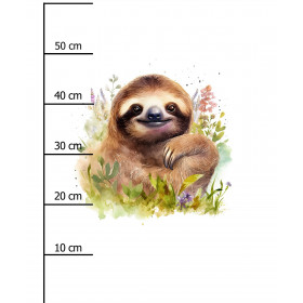 WATERCOLOR SLOTH PAT. 2 -  PANEL (60cm x 50cm) brushed knitwear with elastane ITY