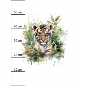 WATERCOLOR TIGER -  PANEL (60cm x 50cm) brushed knitwear with elastane ITY