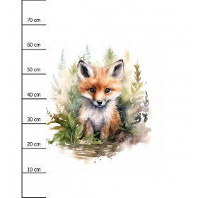 WATERCOLOR FOX - panel (75cm x 80cm) brushed knitwear with elastane ITY