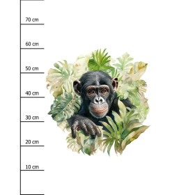 WATERCOLOR MONKEY - panel (75cm x 80cm) SINGLE JERSEY PANEL