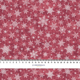 SNOWFLAKES PAT. 2 / ACID WASH MAROON  - Woven Fabric for tablecloths