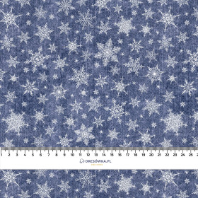 SNOWFLAKES PAT. 2 / ACID WASH DARK BLUE - single jersey with elastane 