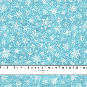 SNOWFLAKES PAT. 2 / ACID WASH SEA BLUE - looped knit fabric