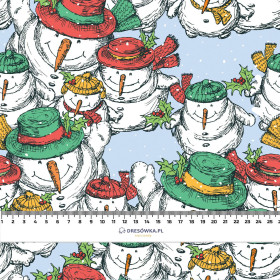 SNOWMEN IN CAPS - Waterproof woven fabric