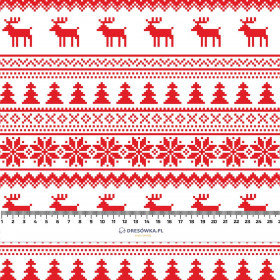 REINDEERS PAT. 2 / red - Cotton woven fabric