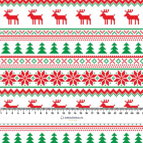 REINDEERS PAT. 2 / red- green - Cotton woven fabric