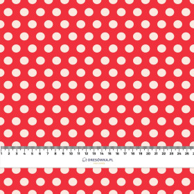 WHITE DOTS / red - Waterproof woven fabric