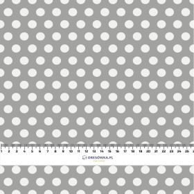 WHITE DOTS / grey  - Woven Fabric for tablecloths