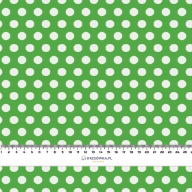 WHITE DOTS / green  - Waterproof woven fabric