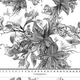 VANILLA BLOSSOM (GREY) / white- looped knit fabric