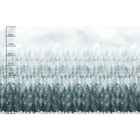 FORREST OMBRE (WINTER IN THE MOUNTAIN) - PANEL (90CM x 155cm) Sports knit - bird eye mesh