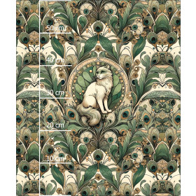 ART NOUVEAU CATS & FLOWERS PAT. 1 - panel (60cm x 50cm) Cotton woven fabric