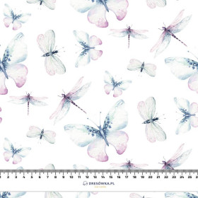 BUTTERFLIES AND DRAGONFLIES (WATER-COLOR BUTTERFLIES) - looped knit fabric