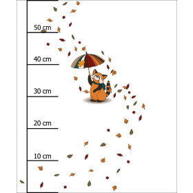 RED PANDA WITH AN UMBRELLA (RED PANDA’S AUTUMN) -  PANEL (60cm x 50cm) light brushed knitwear